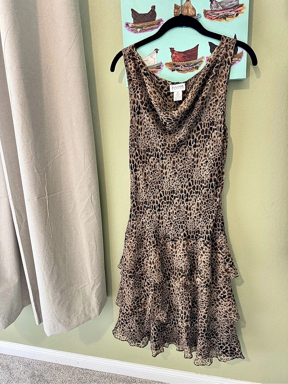 Allison Taylor Animal Print Mini Dress Silk Size 14 Like New